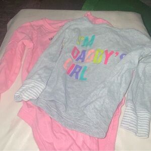 2 tops 1 pink onsie by jumping bean  1 gray top by carters